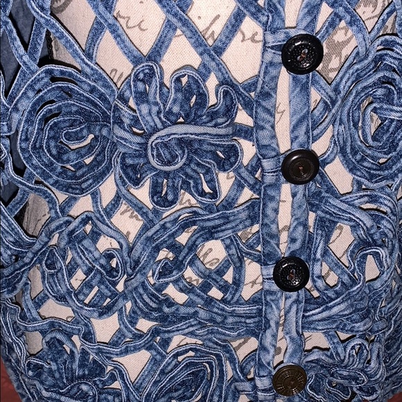 🦋Vintage Denim Crochet Boho Hippie Vest - Picture 2 of 8